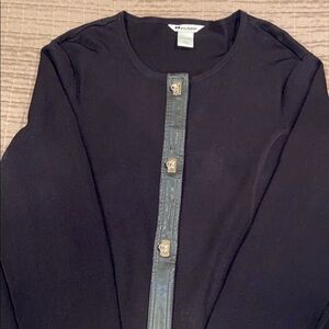 Nygard Collection Sweater Jacket Faux Leather Blac